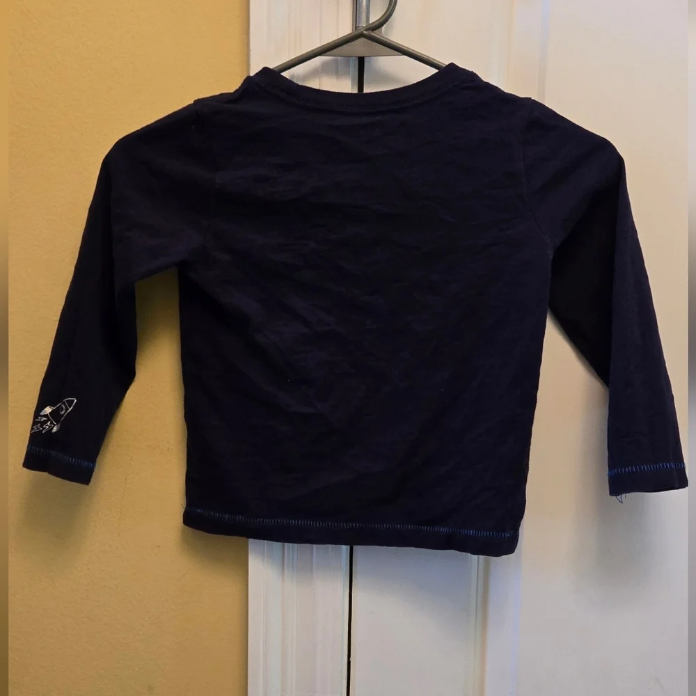 Gymboree Blue Long Sleeve Tee Epic Graphic With Space Ship On The Sleeve
